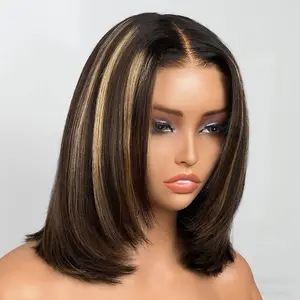 OQ HAIR 220% Density Highlight Layered Cut Bob Wigs Straight Wear Go Wig 9x6 T-Part Glueless Human Hair Wigs With Drawstring Pre-Everything for Beginner Friendly Pre-Styled Wigs #SummerVibes