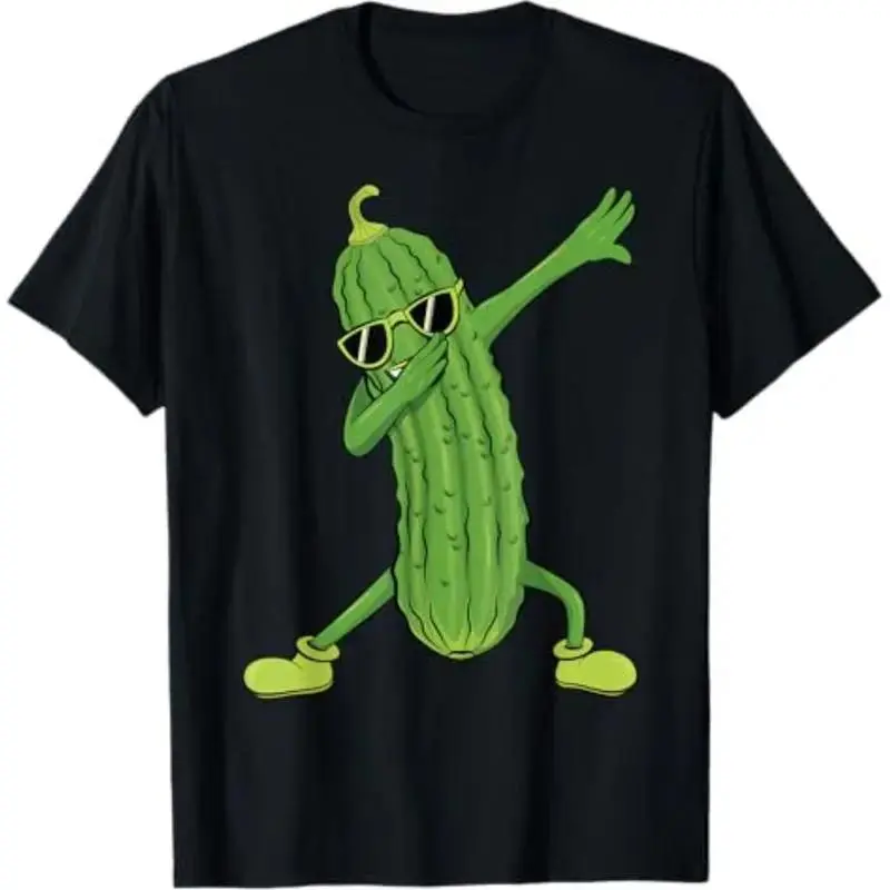 Casual T-shirt Dabbing Pickle Dancing Cucumber Lover Unisex-Kids and Adults Black T-Shirt