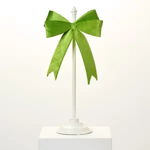 Classic Grinch Green Velvet Bow Clip-On Ribbon Christmas Ornament