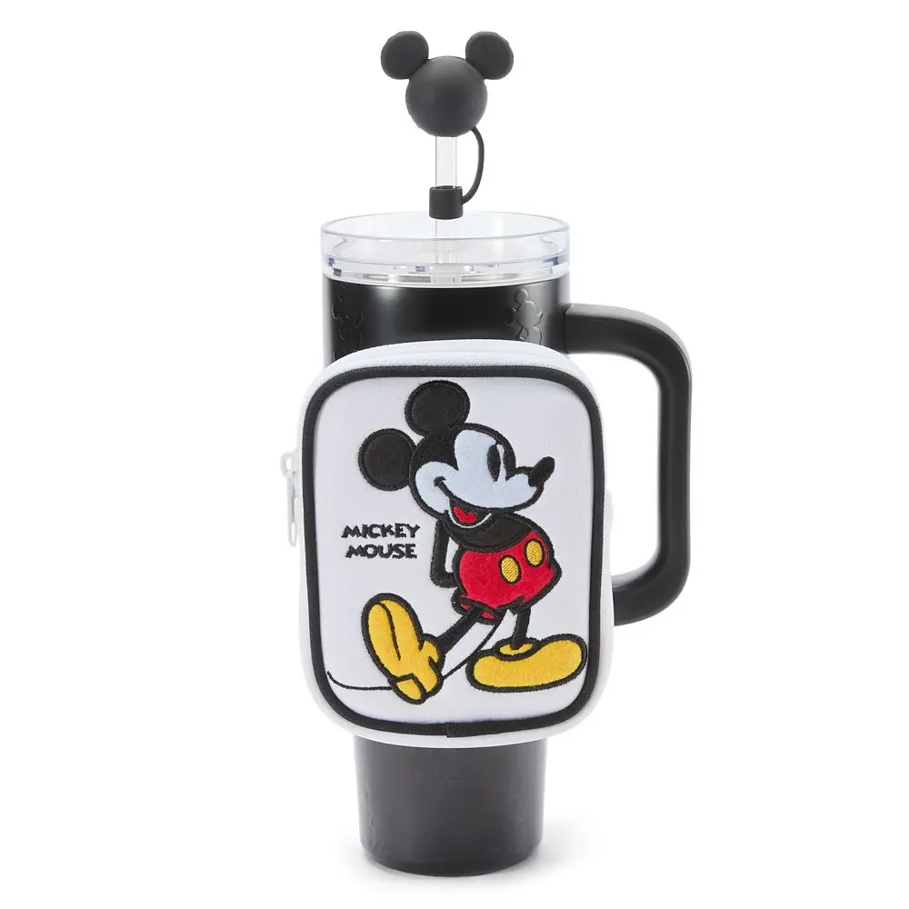 Disney Store Mickey Mouse 30 oz. Stainless Steel Travel Tumbler with Straw plus Zip Case
