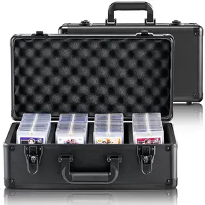 VEVOR Graded Card Storage Box,  4 Slots, Graded Sports Cards Holder Carrying Case with Key Lock Foam Dividers, for 108 PSA Graded Cards 76 BGS Cards 84 SGC Cards 388 Top Loaders or 999+ Loose Cards