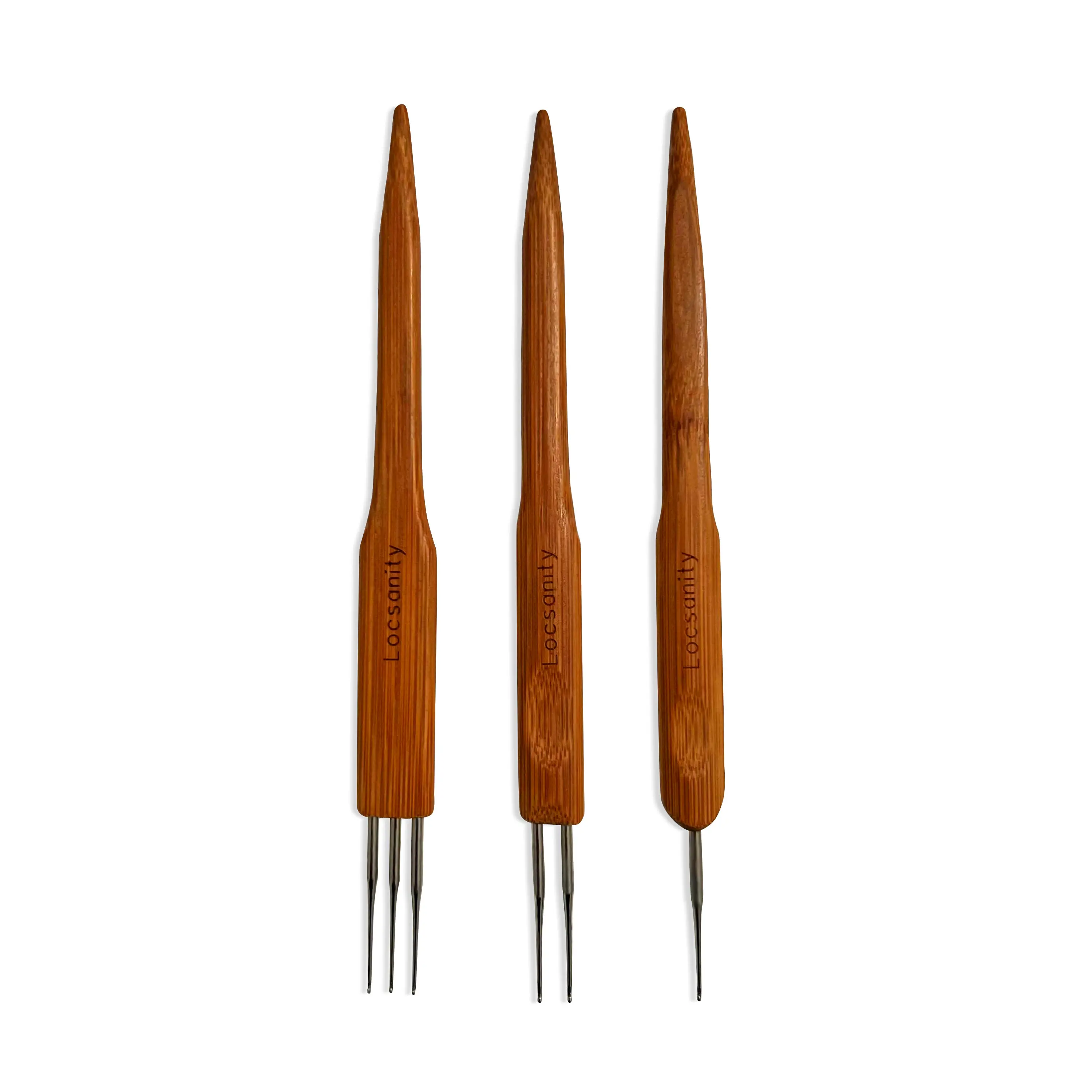 Locsanity Tapered Crochet Needle Set - Single, Double, Triple Sizes, Bamboo Handle, 0.5 Size Crochet Tool for Dreadlocks