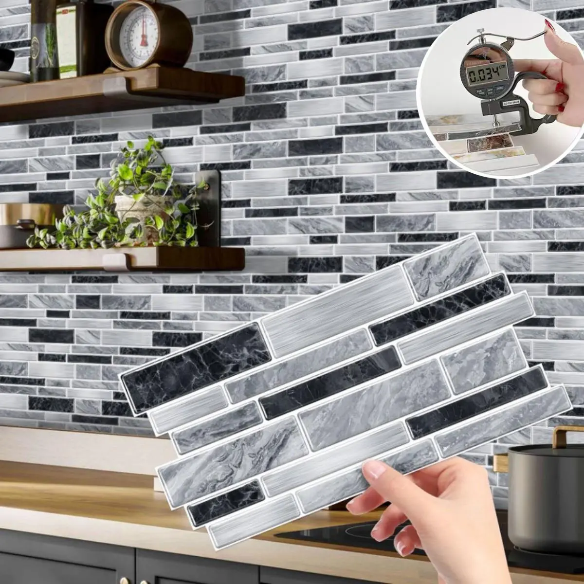 Self-Adhesive Imitation Marble Tile Wall Stickers, Waterproof Oil-Proof Mildew-Resistant Decorative Wallpaper for Kitchen Bathroom Living Room Dining Room Marble Backsplash Wallpaper, Interior Stickers, Decoration Sticker, Marble Pattern Sticker