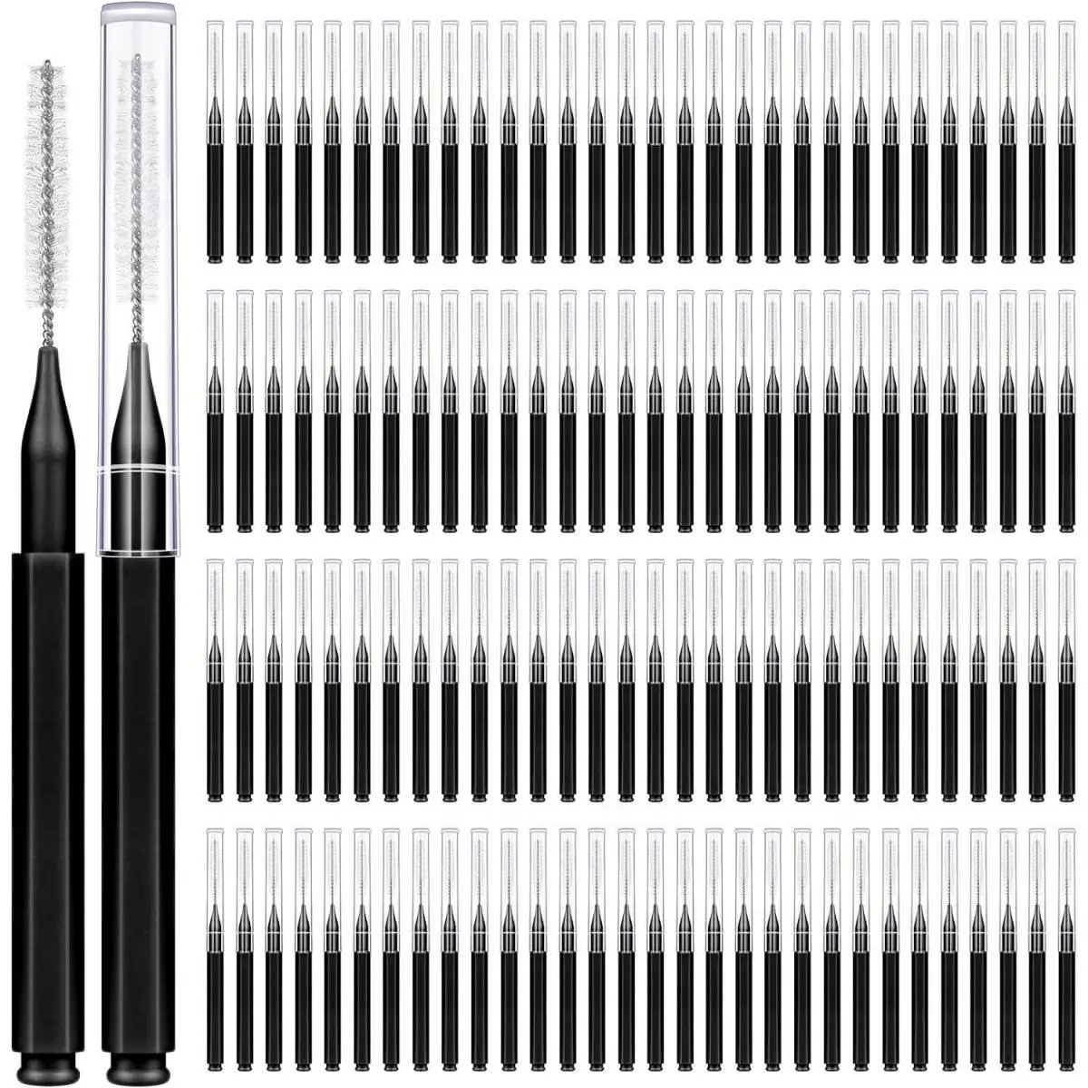 Personal 120 pieces of interdental brushes, orthodontic toothbrush cleaning agent, orthodontic flosser, toothpick, floss holder, orthodontic tooth cleaning tool set, spiral high-efficiency oral care toothbrush head, black toothbrush head
