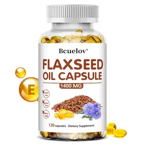 Bcuelov Flaxseed Oil Health Supplement,Support heart and cardiovascular health, Support immune health,120 Capsules