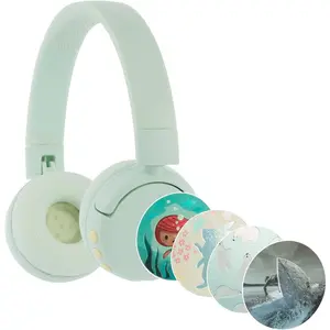 ONANOFF BuddyPhones POP Fun, Foldable Bluetooth Kids Headphones with Microphone(Green)
