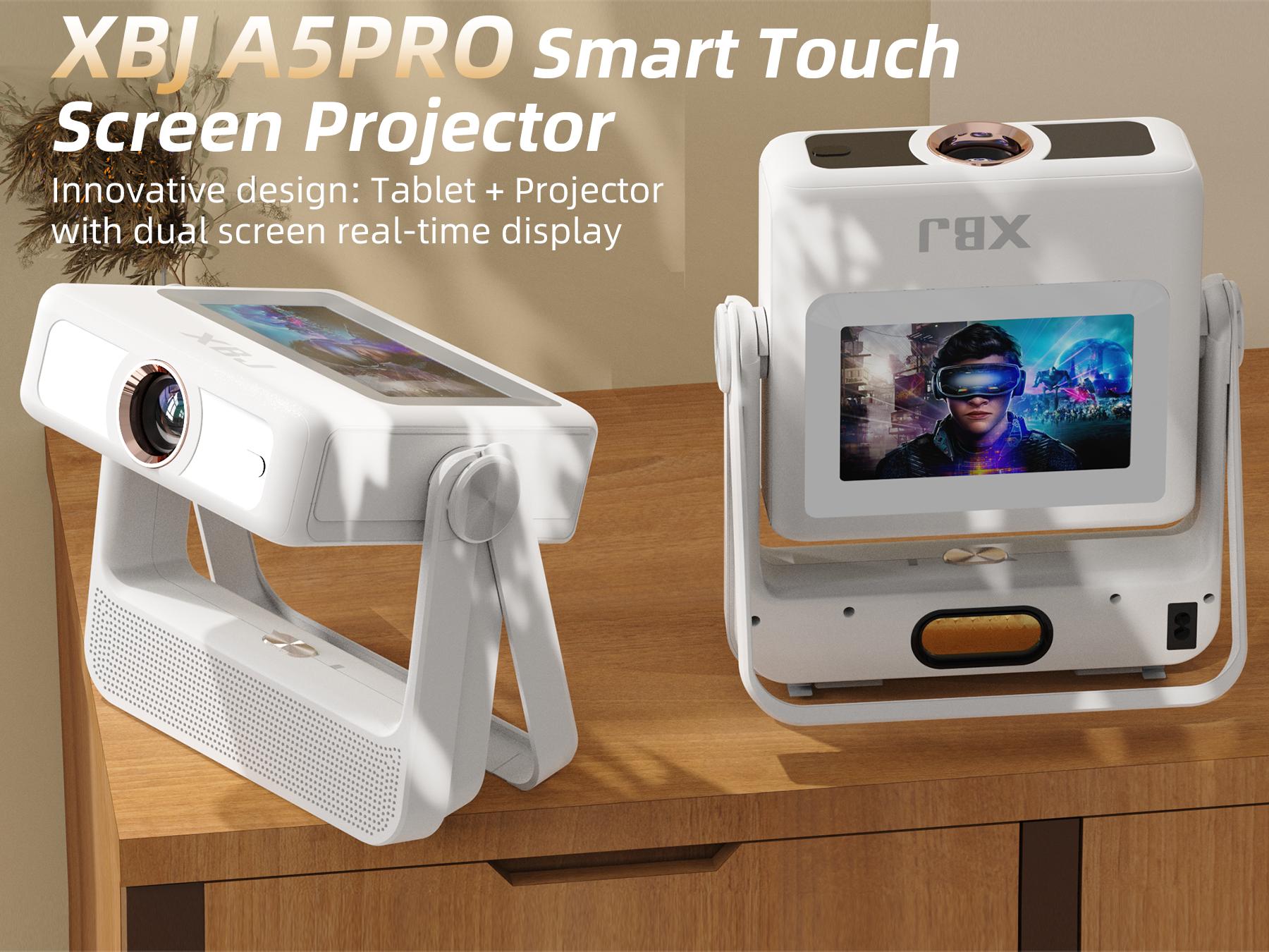 Touch Screen Portable Projector [Auto Focus/350 ANSI/Native 1080P/Support 4K] A5PRO Smart Movie Projector with Touchpad, Wifi 6, Bluetooth, 180° Stand, 300 ''Display, for Outdoor/Indoor/Gaming