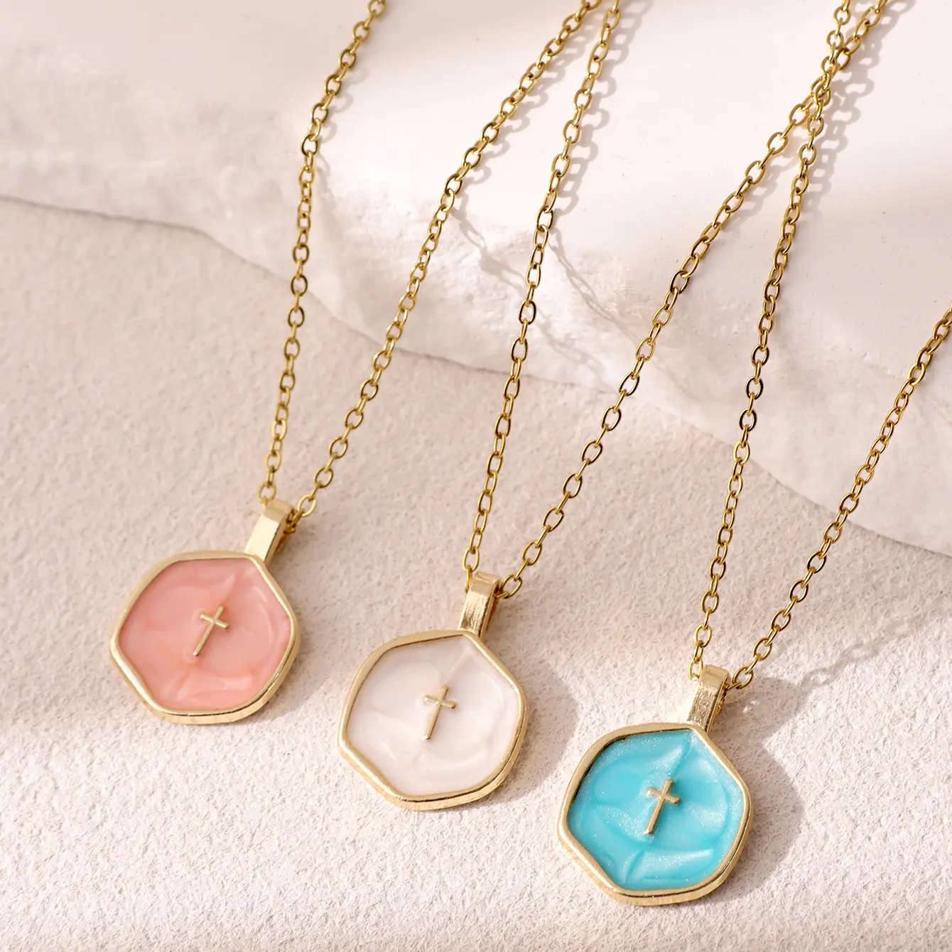 14K Gold Plated Cross Choker Necklace – Small Dainty Pendant, Waterproof & Non-Tarnish, Trendy Christian Jewelry for Women & Girls, Ideal for Easter, Baptism & Religious Faith Gifts