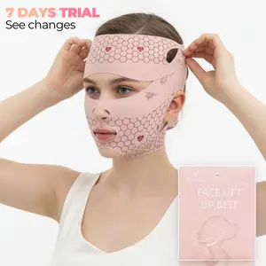 [7 Days Trial For Free] V-Line FaceLift Strap,Upgraded Version with Forehead Strap  V-shaped Face Slimming Belt, Beauty Face Shaping Sleeping Mask Reduce Double Chin and Forehead Wrinkles, Breathable ice silk Lifting Bandage, with Forehead Strap