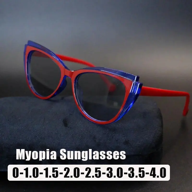 Women's Unisex Fashionable Full Rim Cat Eye TR90 Myopia Eyeglasses - Blue Light Blocking Lens, UV Protection Lens, Natural Material, Prescription Short Sight Sunglasses