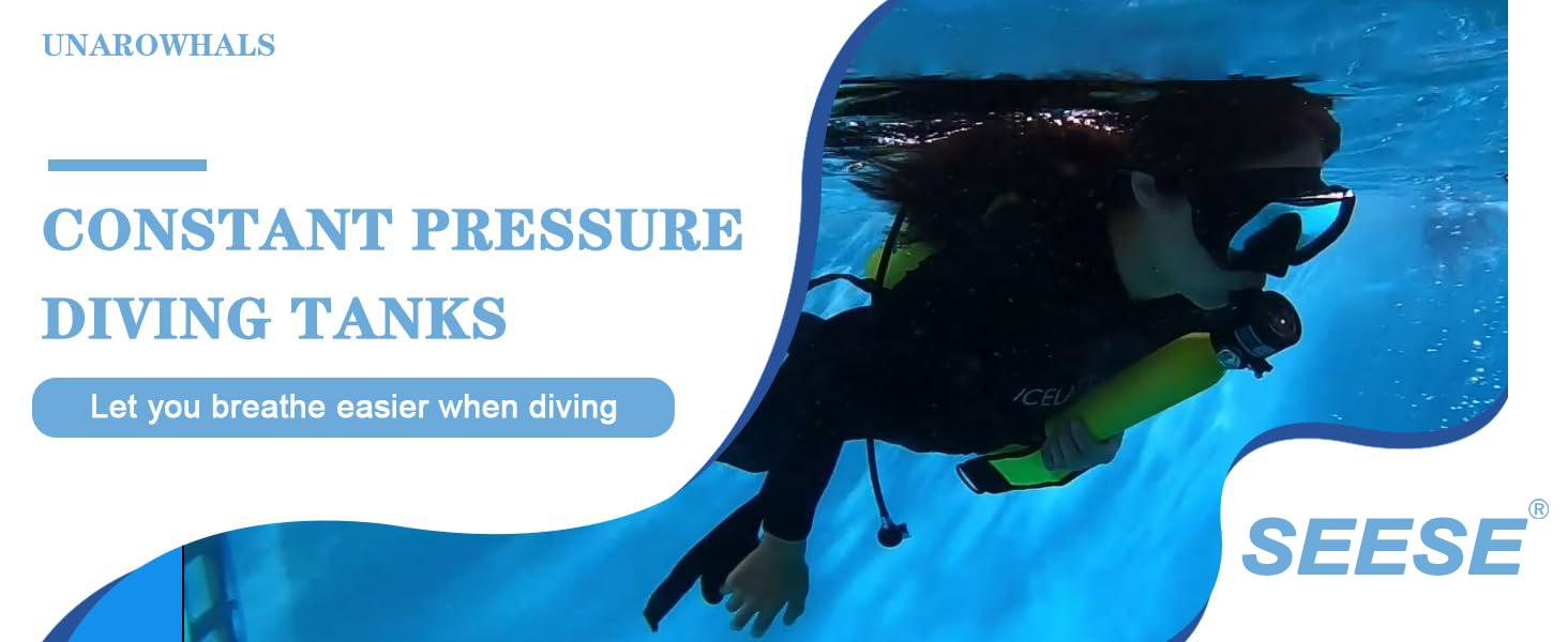 【FathersDayGift】SEESE Mini Scuba Tank with Snorkel Mask 0.5L Portable Small Diving Tank with Full Face Diving Mask Reusable DOT Certified Pony Bottle Diving Cylinder Kit （No inflatable device）