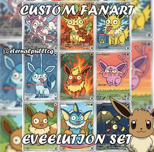 Eevee & Eeveelutions Custom Fan Art Card Set (9 Cards) – Cute Pokémon Style Collectible Cards