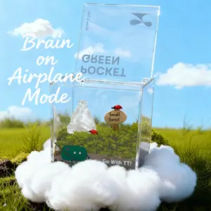 Easy DIY Terrarium Kit with Custom Moss & Figurines - Unique Desk & Home Decor Gift - Pocket Moss Garden in a 10x10x10cm Acrylic Cube Terra Tales