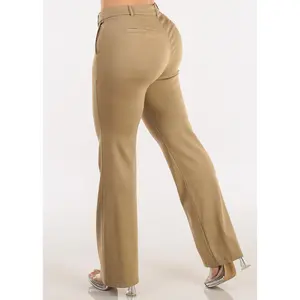 Push Up High Waist Stretch Bootcut Dress Pants Khaki
