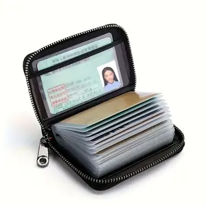 Ultra-Thin RFID Blocking Faux Leather Wallet for Men - 20 Card Slots + 2 ID Slots, Secure Zipper Closure, Sleek Minimalist Design, Durable Business & Everyday Use, Perfect Gift for Holidays & Special Occasions, Travel Accessory, Durable Craftsmanship