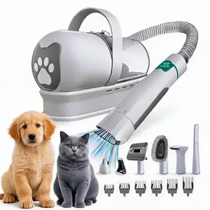 7-in-1 Heavy-Duty Pet Grooming System with Integrated Fur Vacuum, Multi-piece Hair Clipper and Nail Care Collection for Domestic Dogs & Cats, Anti-Shedding Set