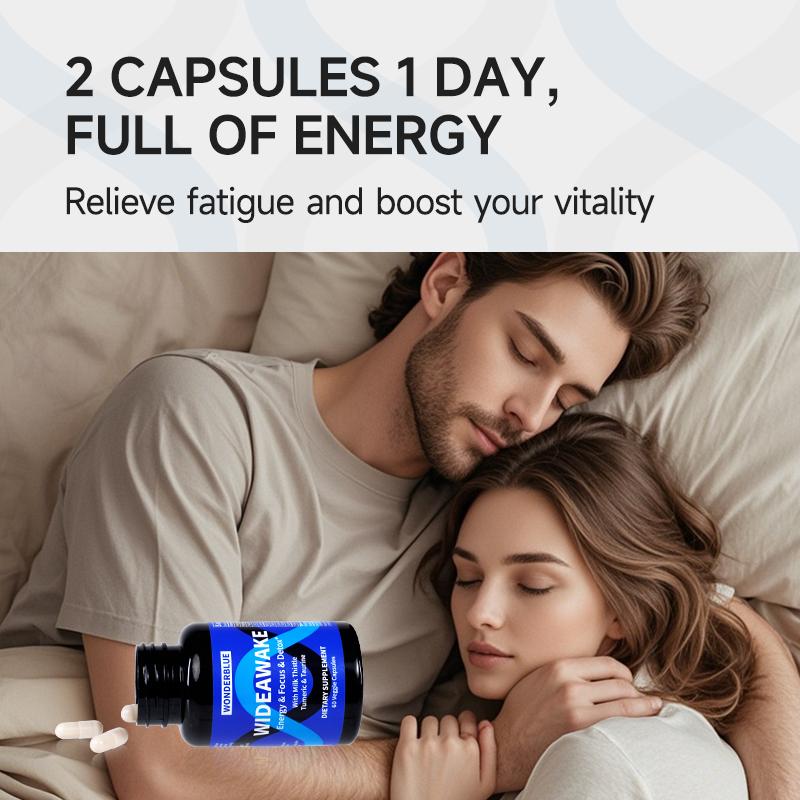 WonderBlue WideAwake Milk Thistle Tumeric & Taurine Capsules for Vitality Energy Detox 60 Veggie Capsules USA Made FDA GMP Supplement