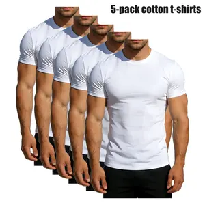 5 Pack Heavyweight Men's Short Sleeve T-Shirt heavy tees white tee Casual Crewneck Cotton Classic Menswear Top T Shirt Streetwear Tee tiktokshopspringglowup