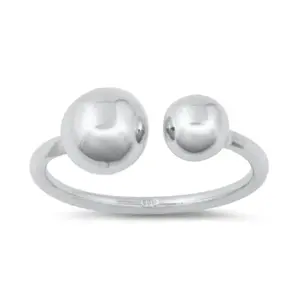 Double Ball Open Ring - 925 Sterling Silver