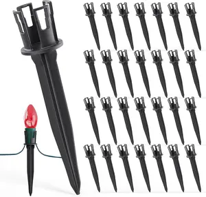 100-Pack Christmas Light Yard Stakes, 5.5 Inch Lighting Stakes for C7 C9 Christmas Lights Outdoor, Universal Yard Stakes for Outdoor Holiday Lights Use on Garden Lawn Patio Pathway Walkway – Black