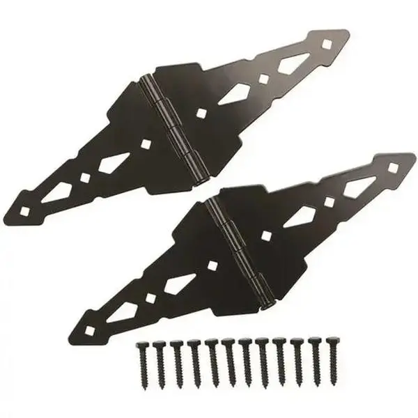 Everbilt (2-Pack) 8 in. Black Heavy-Duty Decorative Strap Hinges