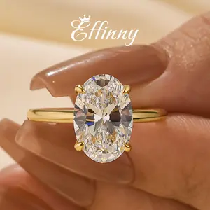 Effinny Jewelry 3.5ct Solitaire Oval Engagement Ring for Women,S925 Sterling Silver Promise Ring for Anniversary Birthday Daily Proposal Wedding