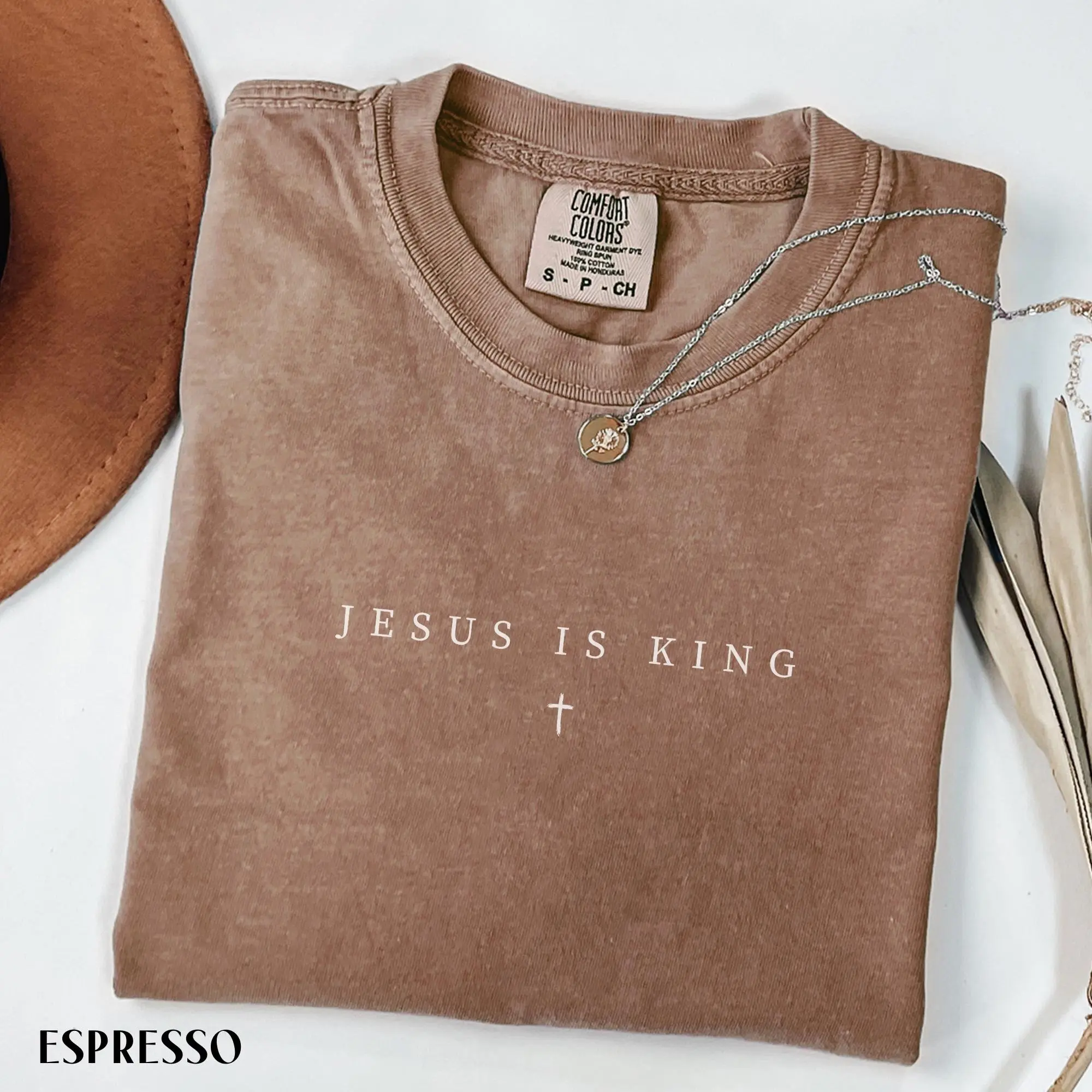 Comfort Colors Jesus Is King Christian Shirt, Minimalist Faith Cross Tee, Religious Graphic Comfort Colors, Christian Gift