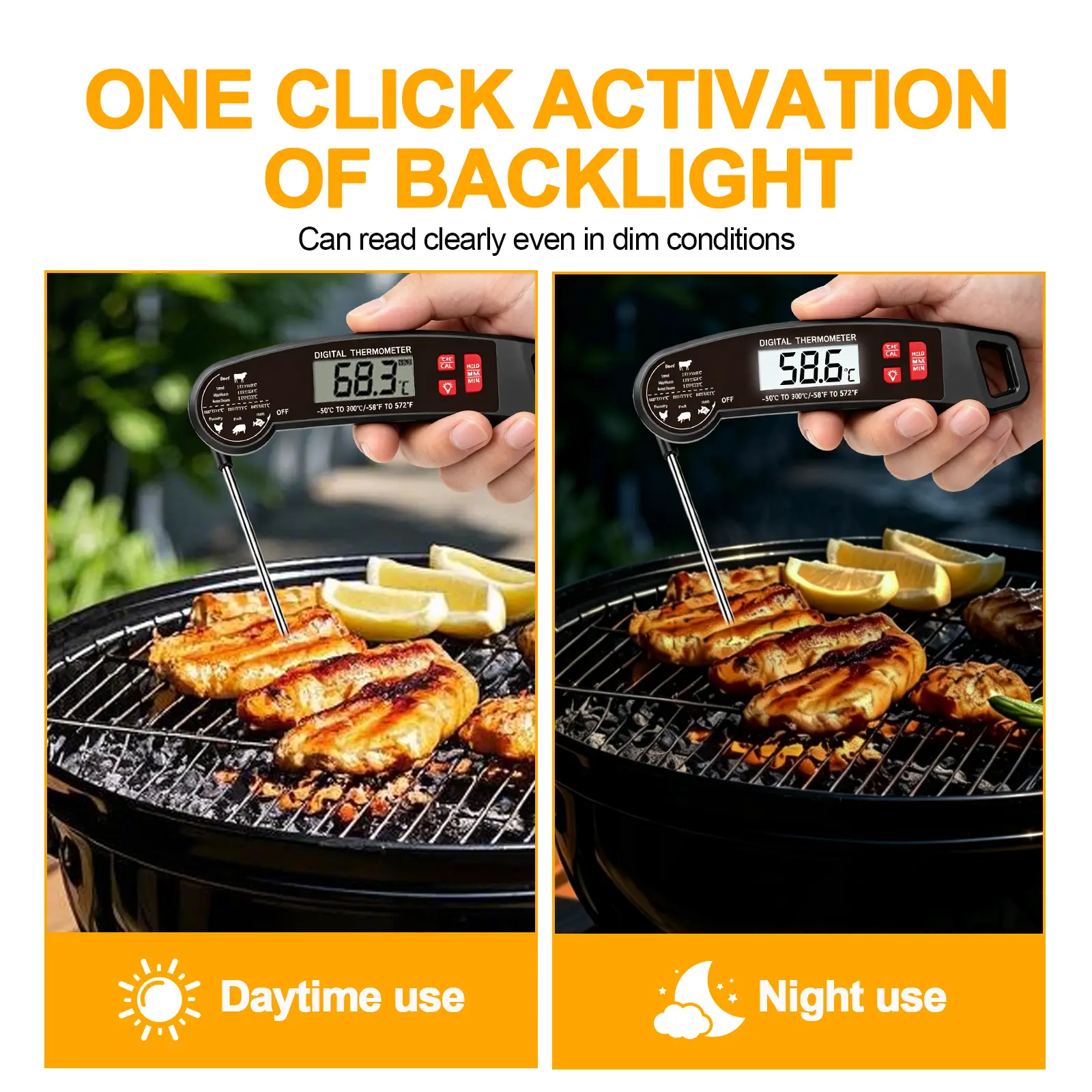【Back to School】Digital Meat Thermometer Instant Read Dual Probe Food Thermometer With Large Auto-Rotate LED Screen High Waterproof Calibration Function Accurate Cooking Thermometer For Grill BBQ Smoker Air Fryer Oven Candy Gadget Ideal BirthdayGiftForDad