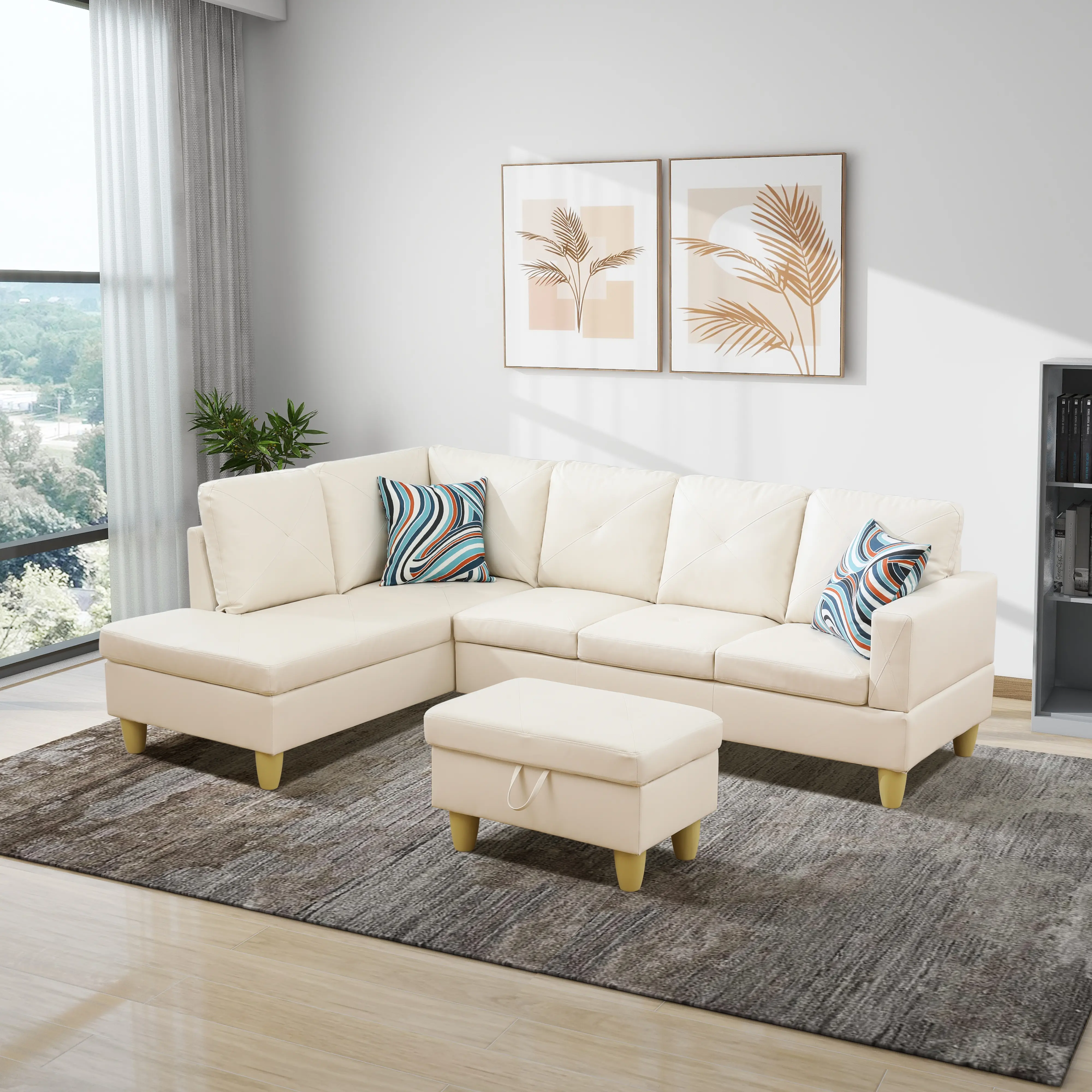 Elegant 3-Piece PU Leather Sofa Set - Modern Sectional Sofa, Sturdy Versatile Living Room Furniture, Easy Maintenance, Soft for Indoor Spaces, Elegant Sofa Set