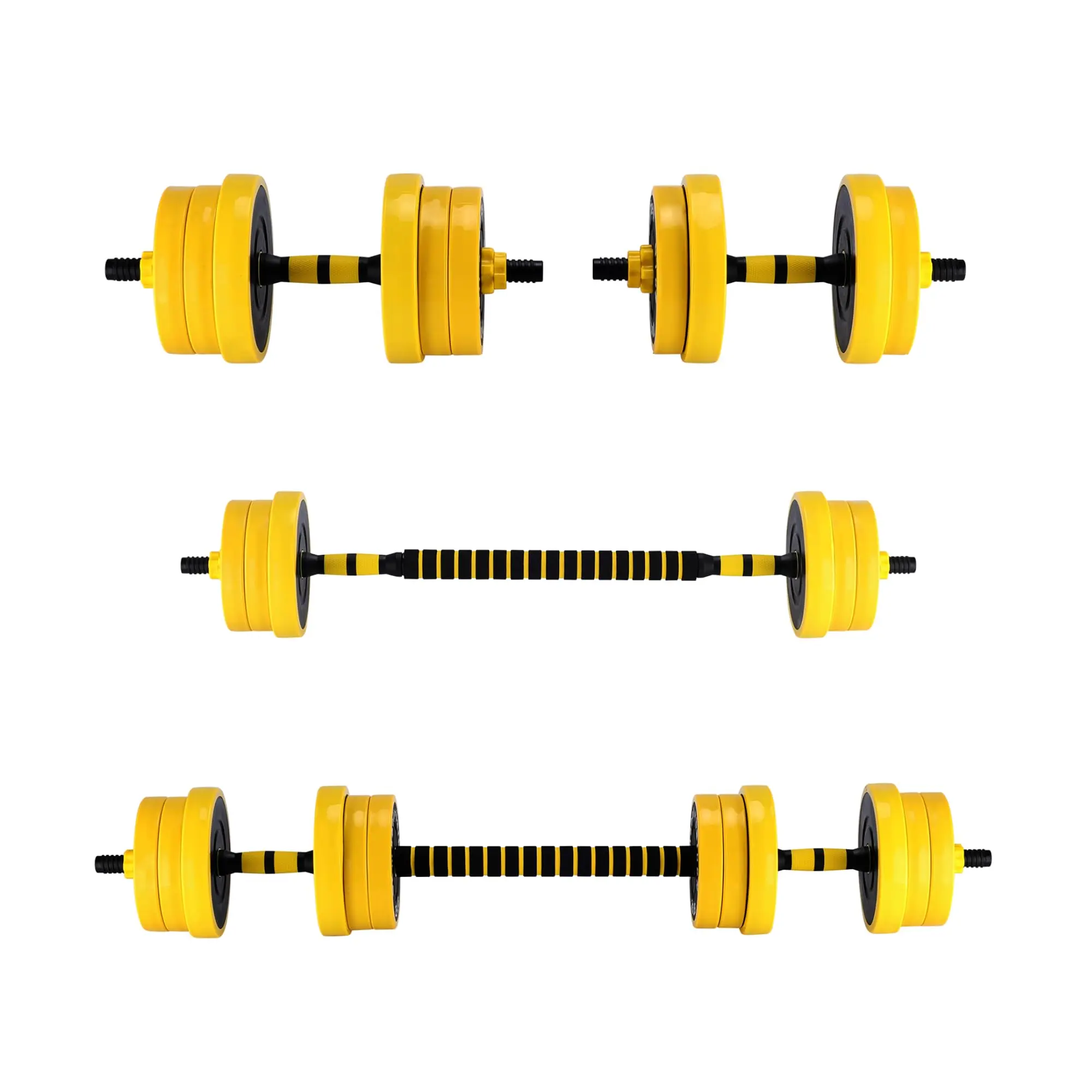 GARVEE 2-in-1 Adjustable Dumbbell Set - 33 LBS Home Gym Free Weight, Convertible to Barbell, Multifunctional for Men's Strength Training, Yellow and Black