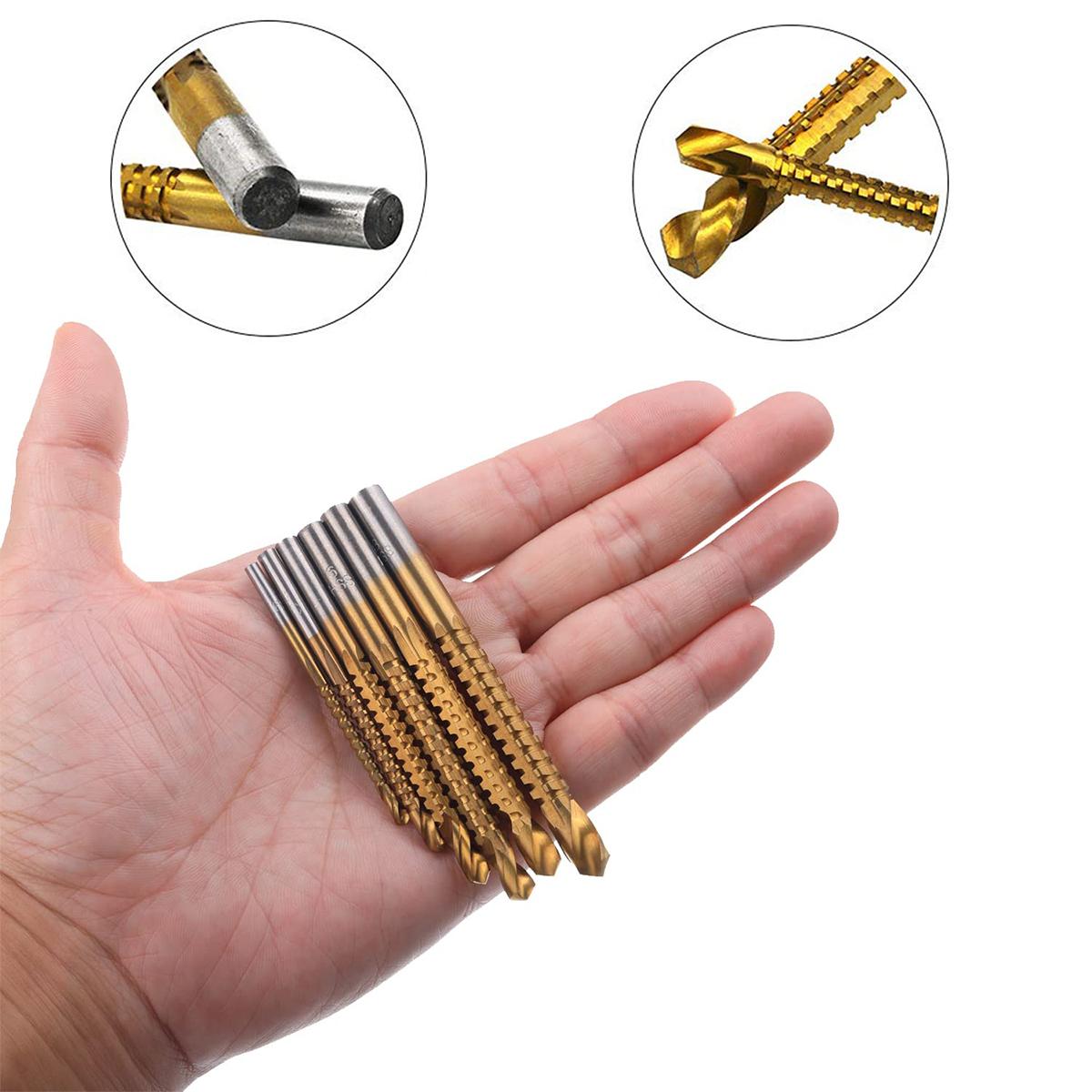 Fathersdaygift 6 or 8 Pack Titanium Coated HSS Twist Drill Bits, 3-8mm Serrated Side Cutting Drill Bit Woodworking Tools for Plastic Metal Wood Hole Fathers Day Gifts Fathersdaygift 6 or 8 Pack Titanium Coated HSS Twist Drill Bits, 3-8mm Serrated Side Cutting Drill Bit Woodworking Tools for Plastic Metal Wood Hole Fathers Day Gifts