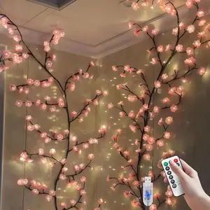 Cherry LED Tree Branch Lights for Wall, Cherry Blossom Willow Vine Twig Decor Garland with 72 LED Lights and Remote,8 Lighting Modes,Christmas Decorations Indoor for Home Wall Door Window  (70FT)