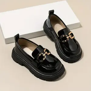 Youth Fashion Metal Buckle Casual Loafers - Comfortable Shoes for Boys and Girls Suitable for All Seasons