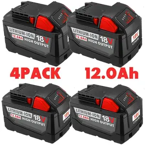 M-18 1&2&4Pack 12000mAh 18V Replacement Battery M-18 Lithium Replacement Battery Pack with electric tools M-18 Battery Pack Compatible with  M-18 12.0AhLithium Battery 48-11-1890,48-11-1850,48-11-1828,Cordless Tools  battery