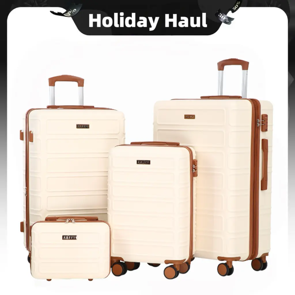 AAIVV 4 Piece Luggage Sets, Durable ABS Suitcase with TSA Lock and Spinner Wheels, Expandable Hardshell Travel Bags (13/20/26/28in) for Family Trips or Daily School Use