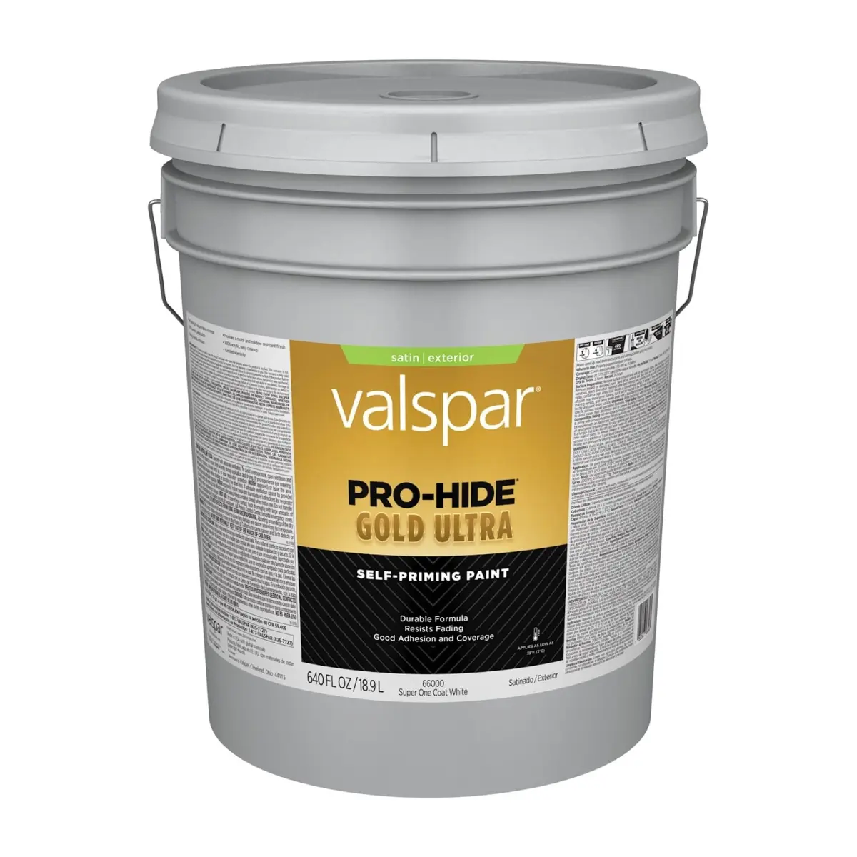 Valspar 028.0066000.008 Acrylic Latex House & Trim Paint - 5 gal, White Satin, Greenguard Gold Certified, Hard Durable Finish, Scratch & Washable, Indoor & Exterior Use, Paint for House Interior