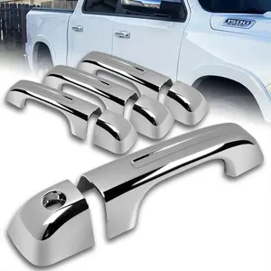 4PCS Chrome Door Handle Covers No Smart Keyholes Compatible with 2019 - 2025 Dodge Ram 1500 ( Fit 4-Door Extended / Crew Cab Models / No Smart Keyhole )