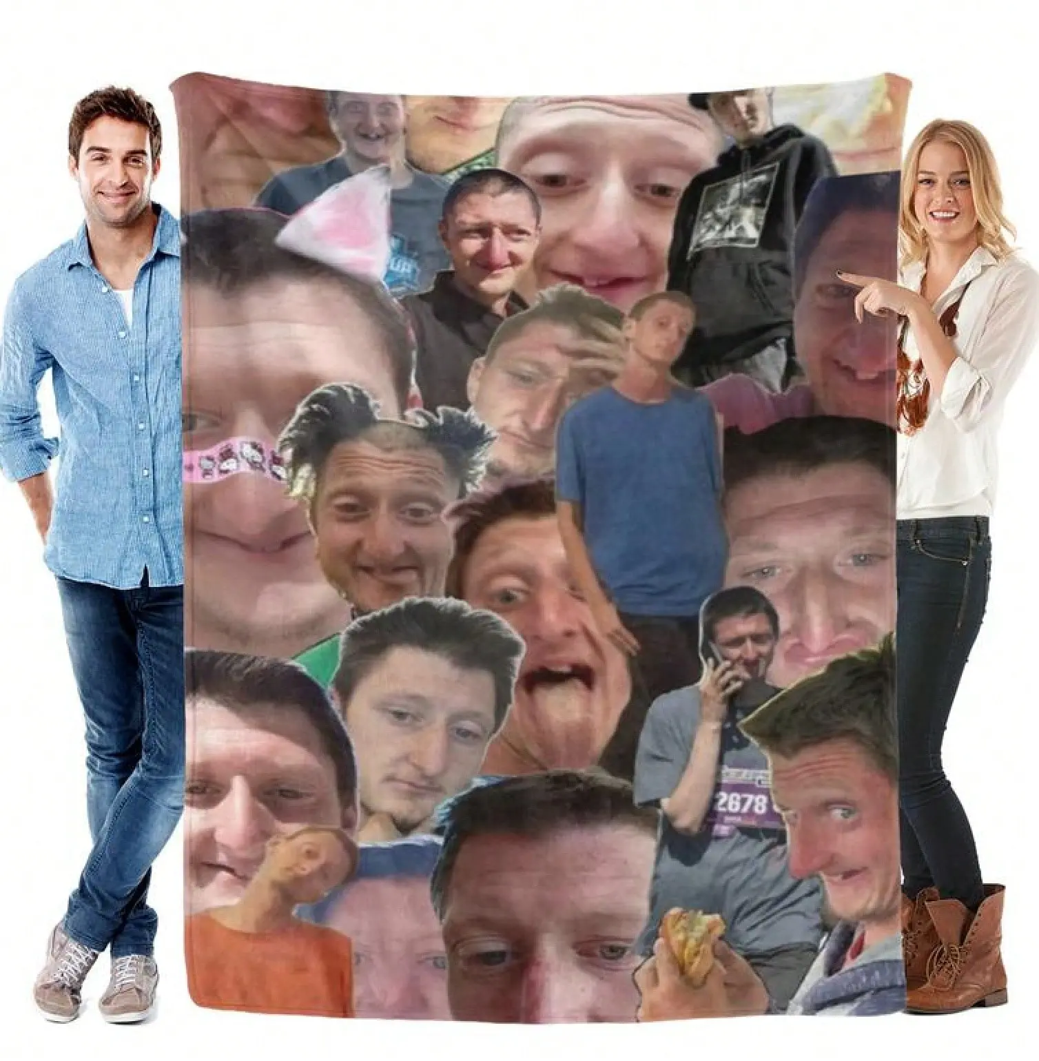 Daniel Larson's life scene collage theme comfortable flannel blanket - micro-environment soft throw - super soft plush gift's fans and bold decorative fans flannel throw blanket, soft and comfortable sofa blanket, sofa bed, warm gift for home decoration