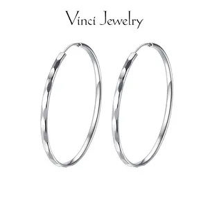 Sterling Silver Stylish Hoop Earrings with Sparkling Smooth Earrings, Elegant Hypoallergenic Ear Jewelry for Women, Trendy Earrings Perfect Gift for Women as Birthday, Christmas, Valentine's Day Gift for Lover, Safe for Daliy Wear and Party