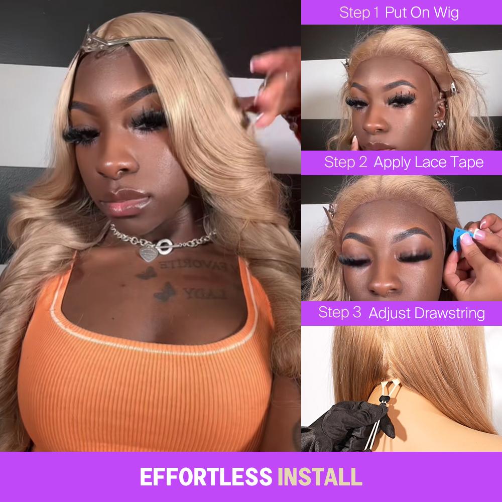 [NEW]Megalook Hair 13x6 Three-Go Milk Tea Brown Glueless Wigs Silky Straight with Drawstring 100% Human Hair Wig 320℉ Heat Resistant SpringStatements