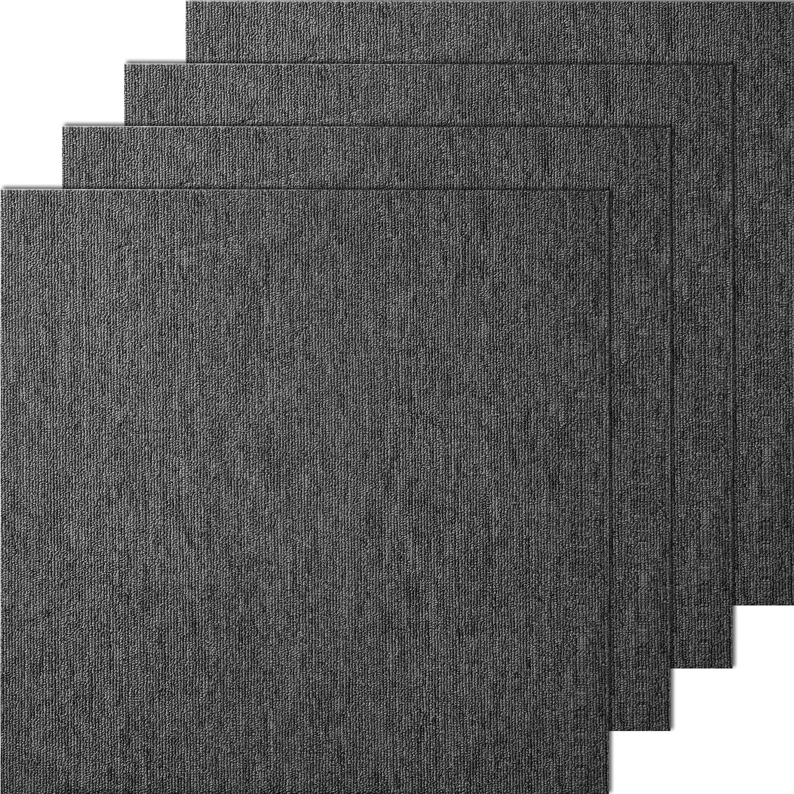 VEVOR Carpet Tiles Reusable,  , 20"x 20" Carpet Squares With Padding Attached, Soft Padded Carpet Tiles, Easy Install DIY for Bedroom Living Room Indoor Outdoor (20 Tiles, Dark Gray)#BackToSchool