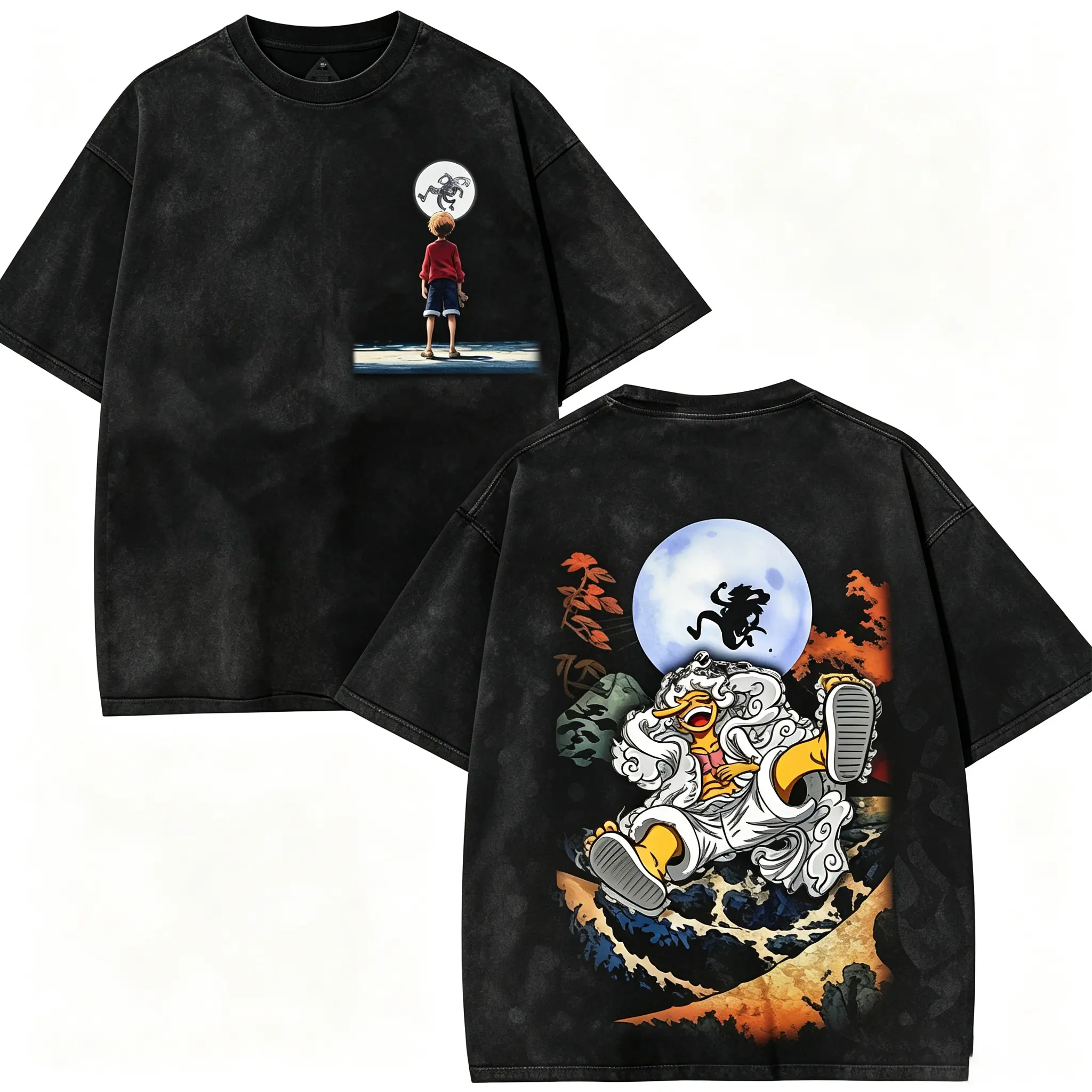 One Pice RetroVintage Unisex Anime MangaAcid Washed Lightweight Cotton Tshirt Gift For Anime FanTees Vintage Shirts T-shirt Men's Graphic Round NeckFabric Menswear Top Oversized Black Casual CrewneckSummer men Piece Devil Fruit 67 shirt