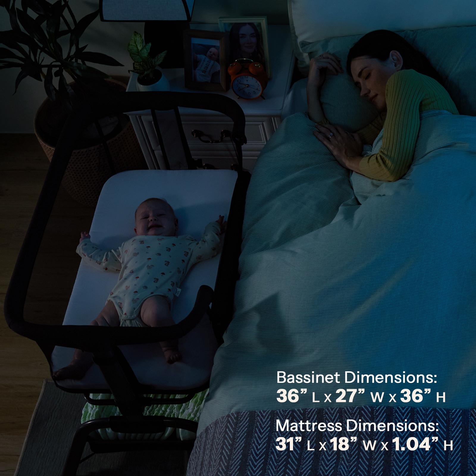 HARPPA Baby Bassinet 2-in-1 Cuddly Lite &Bedside Sleeper, storage Bassinet for Baby with Wheels & Storage Basket, Portable Crib, Breathable Mesh and Mattress, Height Adjustable