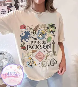 Percy Jackson Olympians Symbols Shirt, Lotus Hotel Medusa Tee, Camp Half Blood Shirt, Greek Mythology Demigods Tee, Bookish