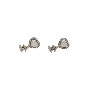 Pre-owned Alloy 23B Heart shaped Full Diamond Earrings