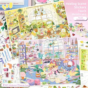 Illustration Studio & Music Studio 2-Piece Scene Set PET Material Creative Adult Stress Relief Detailed Artwork for All Ages Artistic Studios Sticker Set