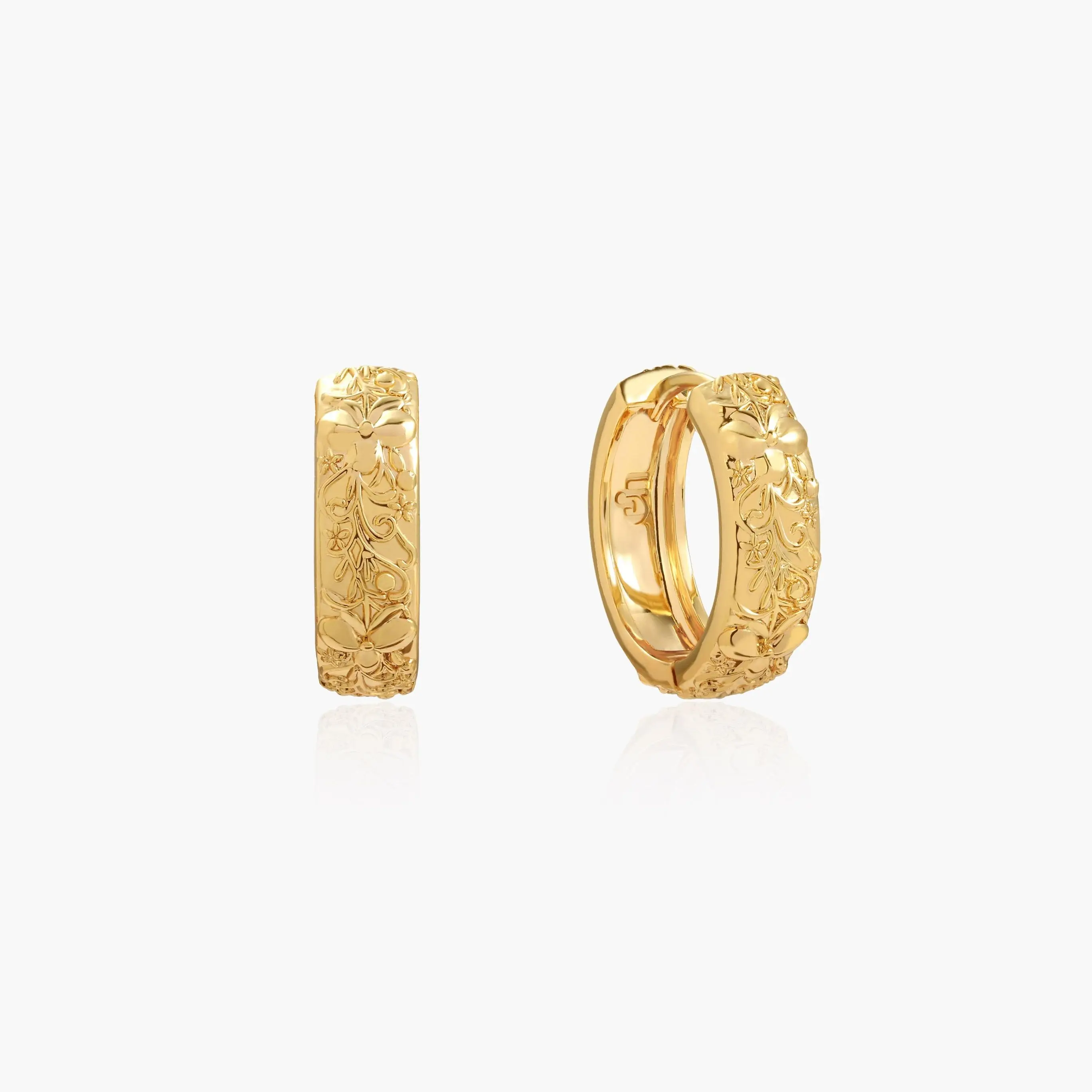 en route 18K Gold Plated Serenade of Orchid Hoops in Gold, Elegant Orchid Motifs with Modern Hoop Design, Versatile Statement Earrings for Everyday Chic & Layered Set Styling #SpringStatements