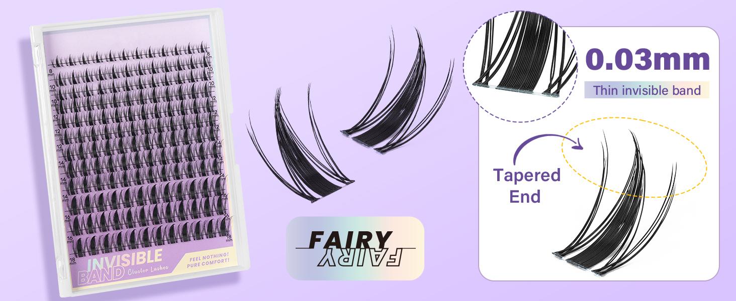 B&Q Fairy Manga Lash Kit l Invisible Band with 144pcs Individual Lashes, C Curl for DIY Lash Extension, Waterproof Long Lasting Valentine Gif
