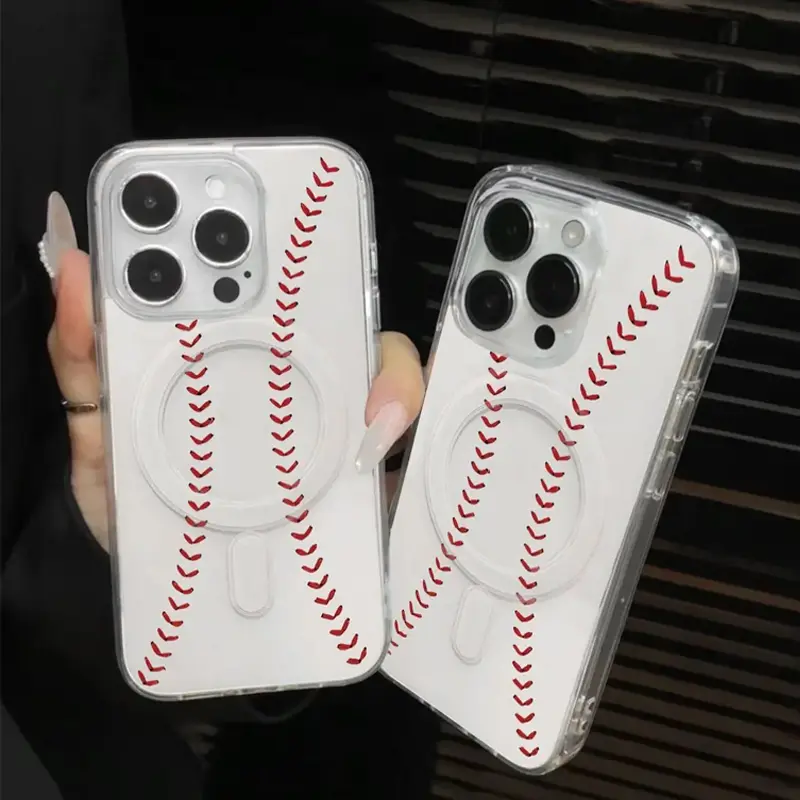 Baseball texture creative senior feeling  magnetic suction following from applicable to iPhone 17 16 15 14 13 12 11 Pro Max,XsMax,17Air,16Plus Cover