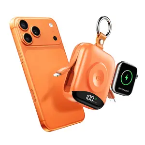 BLACKPAI 10000mAh mini portable power bank with Apple Watch charger, PD 22.5W Fast Charging with  LED display and Built-in Type-C and Lightning cables, 3-in-1 Battery Pack for iPhone 17/16/15/14/13/12/11 Pro/Max, Apple Watch Ultra/11/10/SE, iPad